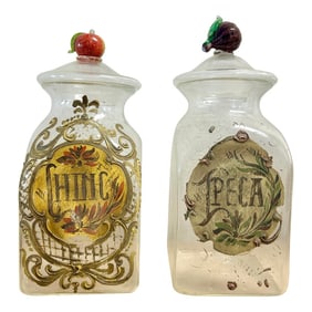 Antique Murano Glass Pharmacy / Apothecary Canisters, a Pair