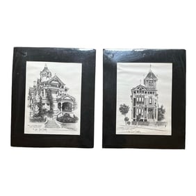 1979 Architectural San Francisco Lithograph Drawings by Don Davey-A Pair