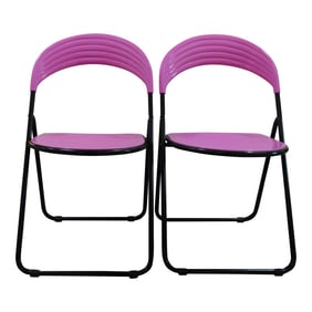 Matching Pair of Postmodern Italian Designer Studio Gp Pink Folding Chairs, 1980s