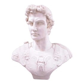 1960s Large Vintage Patinated Cast Concrete Bust of Julius Caesar