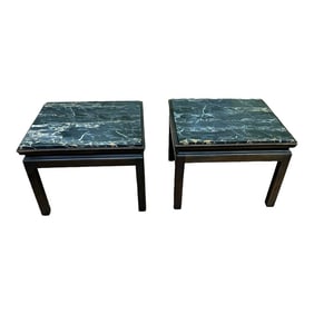 Portoro Black Marble John Widdicomb Cherry Side End Tables - A Pair