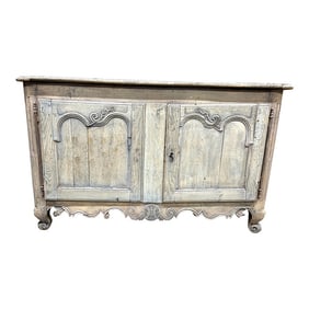 Antique French Gray Blue Stained Carved Buffet, 18th Century