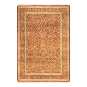 Mogul, One-of-a-Kind Hand-Knotted Area Rug - Orange, 4' 1" x 6' 1"