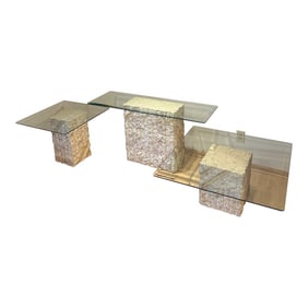 Modernist Tesselated Stone Table Set of 3