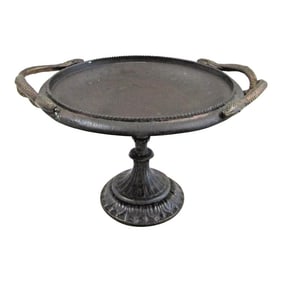 Mid-Century Italian Bronze Tazza Candle Holder With Snake Handles Circa 1940