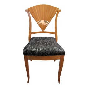 1960s Wood Carved Fan Upholstered Side Chair