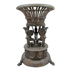 Late 18th Century French Empire Style Bronze Jardiniere With Female Griffons and Cherubs