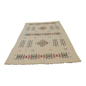 Vintage Turkish Orange and Green Woven Wall Hanging