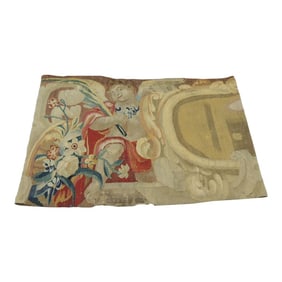 Antique Gold and Green Long Aubusson Tapestry Panel