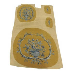 Antique Gold and Blue Floral Aubusson Tapestry Chair Back, Seat & Arm Covers