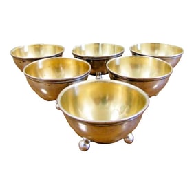 Antique National Silver Company Sterling Silver Salt Cellars Ball Feet - Set of 6