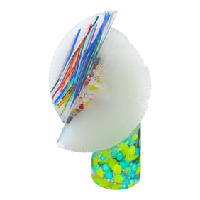 1990s Large Venetian Studio Pino Signoretto Abstract Modernist Glass Sculpture Attributed to Murano