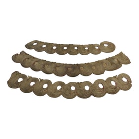 Antique Heavy Woven Persian Gold Metallic Threads Decorative Trims - Set of 3