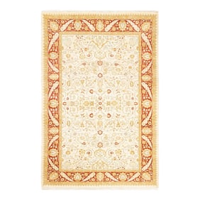 Mogul, One-of-a-Kind Hand-Knotted Area Rug - Ivory, 4' 2" x 6' 1"