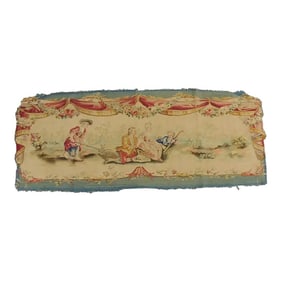 Antique Red & Blue Aubusson Tapestry Settee Back Cover