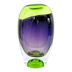 Signed Gōran Wärff Vision Vase Purple/Green by Kosta Boda