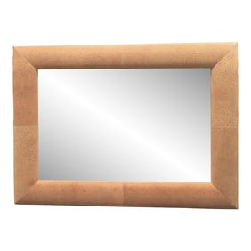 Large Faux Ostrich Leather Framed Wall Mirror