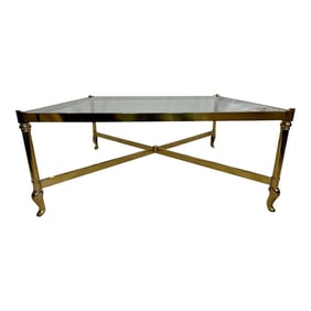 1980s Italian Vintage Glass Brass Square Coffee Table by Solmet