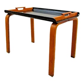 1940s Birch and Laminate Cafe Table Handled Coffee Table Attributed to Alvar Aalto