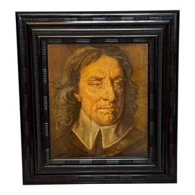 English Portrait Lord Protector of England Puritan Oliver Cromwell Framed C1910 Chromlithograph Prin