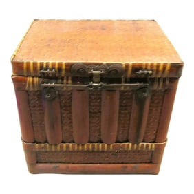 19th Century Antique Chinese Woven Bamboo and Rattan Storage Chest
