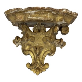 Antique Gilded Wall Bracket Shelf – Architectural Fragment