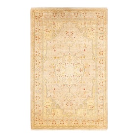 Mogul, One-of-a-Kind Hand-Knotted Area Rug - Ivory, 4' 1" x 6' 2"