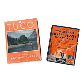 Vintage 1930's Puzzle Games and Graphic Decor-Set of 2