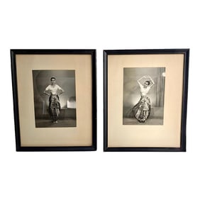 Antique Original Pair Framed Bellydancer Photographs