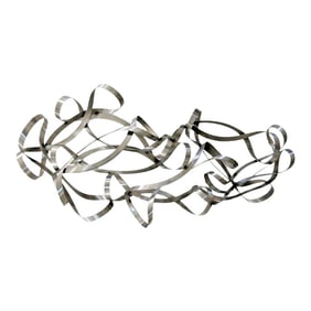 Vintage Silver Aluminum Abstract Ribbon Wall Sculpture Attributed to Curtis Jere