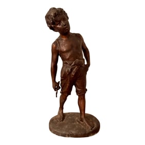 Mid 19th Century After Auguste Moreau Bronze Statue of a Boy