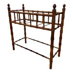 Vintage Faux Bamboo Maple Wood Plant Stand
