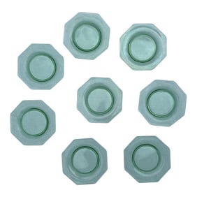 1940s Uranium Green Depression Glass Octagon Salad Dessert Plates- Set of 8