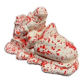 Vintage Splatterware Studio Art Ceramic Christmas Santa