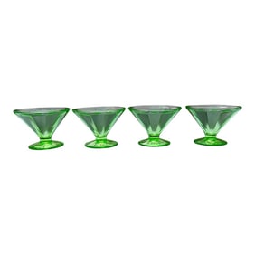 Vintage Depression Uranium Green Dessert Glass by Federal Set of 4