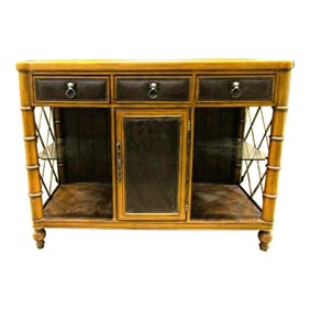 Ferguson Copeland Campaign Style Faux Bamboo, Leather, Iron and Copper Top Bar