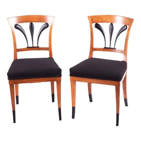 Early 20th Century Antique Biedermeier Style Side Chairs, a Pair