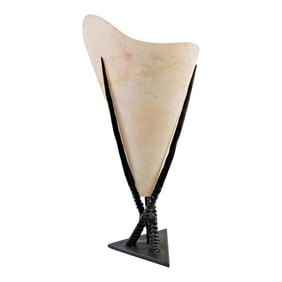 Vintage Large Italian Gemsbok Horn Triangle Base Cone Shade Table Lamp