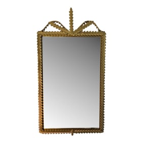Gold Leaf Mirror Neoclassical Empire Stylized Metal Laurel Leaves