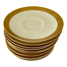 Vintage Mikasa "Harrow" Bone China With Gold Band Saucers- Set of 11