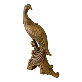 1950s Syroco Gold Hollywood Regency Peacock Statue