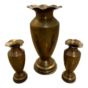 Vintage Brass Vases- Set of 3