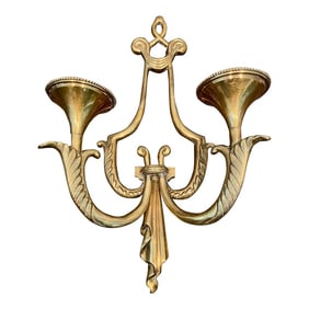 Vintage Art Deco Style Solid Brass Candle Sconce