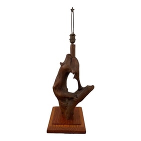 Vintage Handmade Wood Lamp