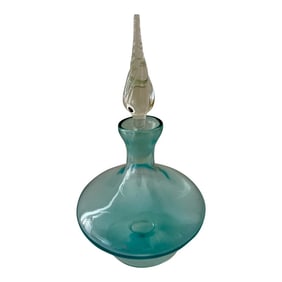 Vintage Light Blue Blown Glass Perfume Decanter