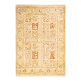 Mogul Hand-Knotted Area Rug - Ivory, 4' 2" x 5' 9"