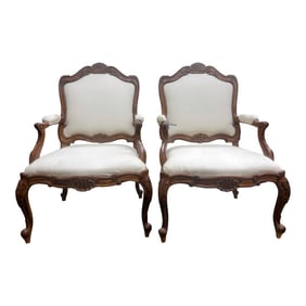 1990s Vintage Pair of French Louis XIV Style Armchairs