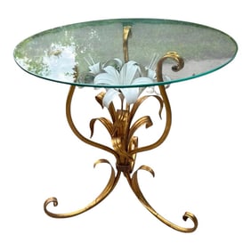 Hollywood Regency Tole Lilly Side Table