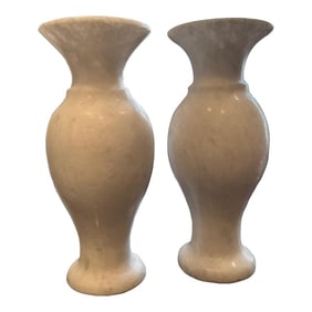 Pair of Late 20th Century White Marble Vases