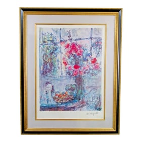 Vintage Marc Chagall Lithograph Bouquet by the Window Signed Numbered Framed